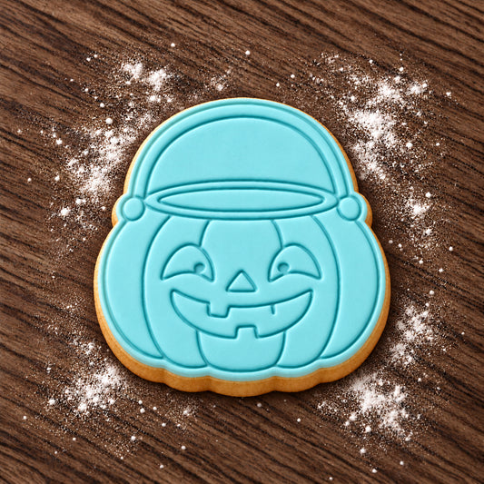 Pumpkin Treat Bucket decorated fondant cookie