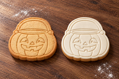 Pumpkin Treat Bucket plain and white fondant cookie examples