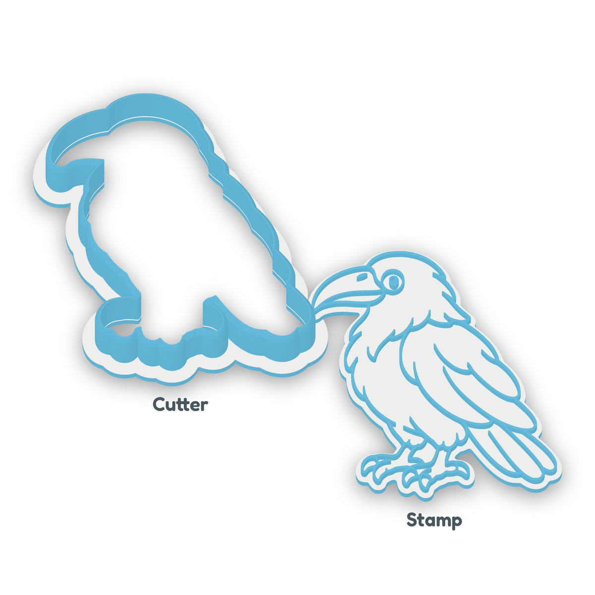 Raven separate cookie cutter and matching embosser