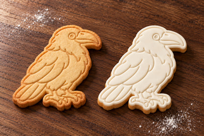 Raven plain and white fondant cookie examples