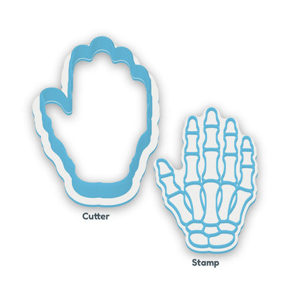 Skeleton Hand separate cookie cutter and matching embosser