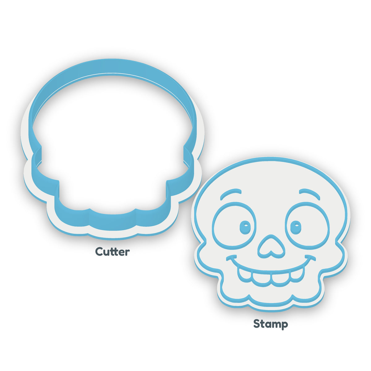 Skull separate cookie cutter and matching embosser