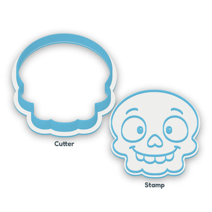 Skull separate cookie cutter and matching embosser