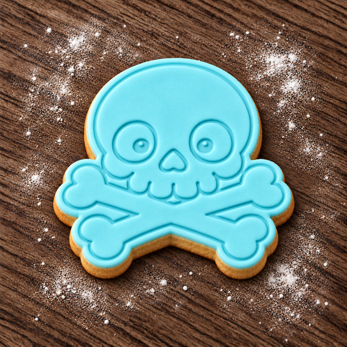 Skull and Crossbones decorated fondant cookie