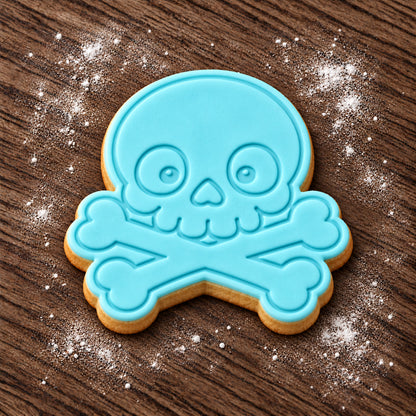 Skull and Crossbones decorated fondant cookie