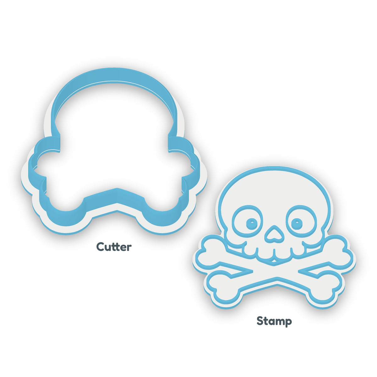 Skull and Crossbones separate cookie cutter and matching embosser