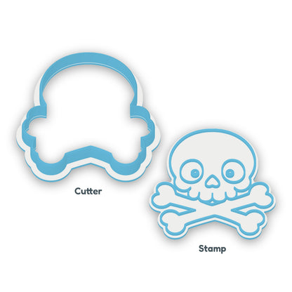 Skull and Crossbones separate cookie cutter and matching embosser
