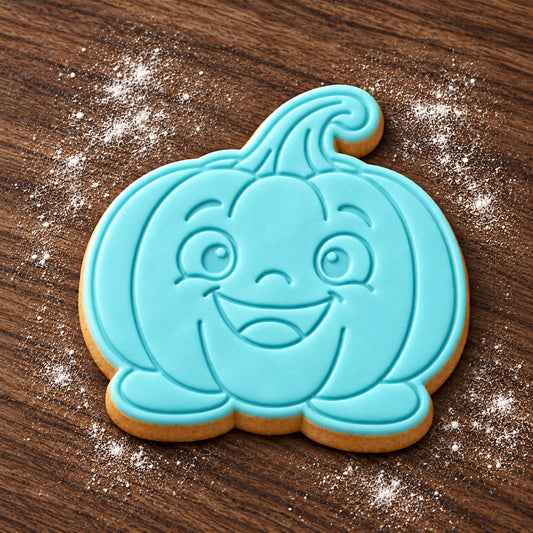 Smiling Pumpkin decorated fondant cookie