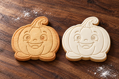 Smiling Pumpkin plain and white fondant cookie examples