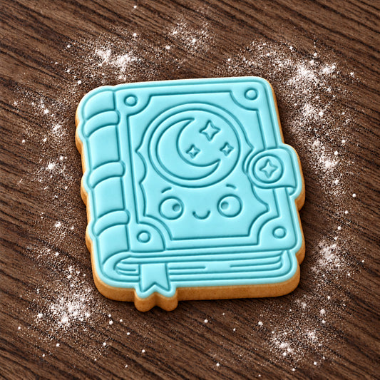 Spell Book decorated fondant cookie