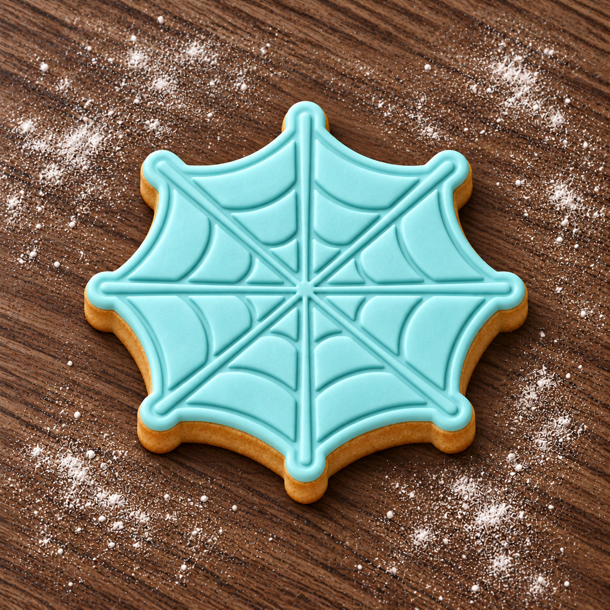 Spiderweb decorated fondant cookie