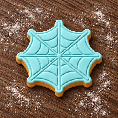 Spiderweb decorated fondant cookie