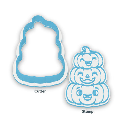 Stacked Pumpkins separate cookie cutter and matching embosser
