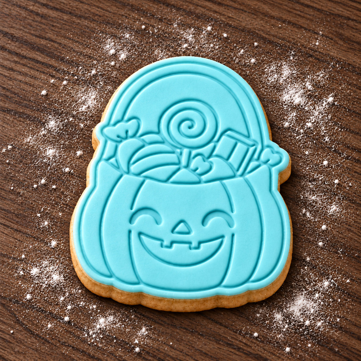 Trick Or Treat Bag decorated fondant cookie