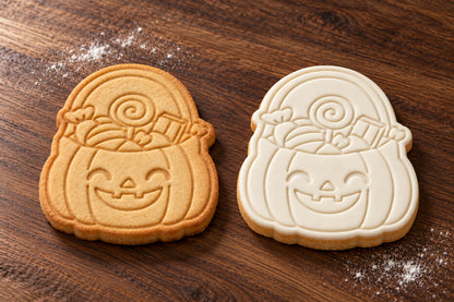 Trick Or Treat Bag plain and white fondant cookie examples