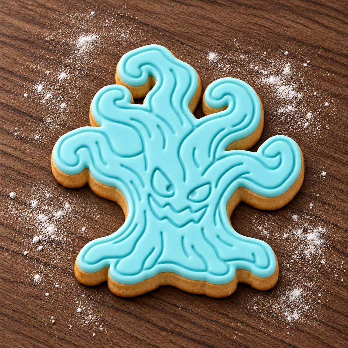 Twisted Tree decorated fondant cookie