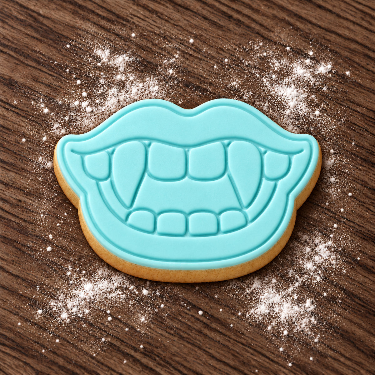 Vampire Fangs decorated fondant cookie