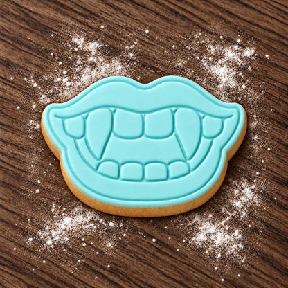 Vampire Fangs decorated fondant cookie