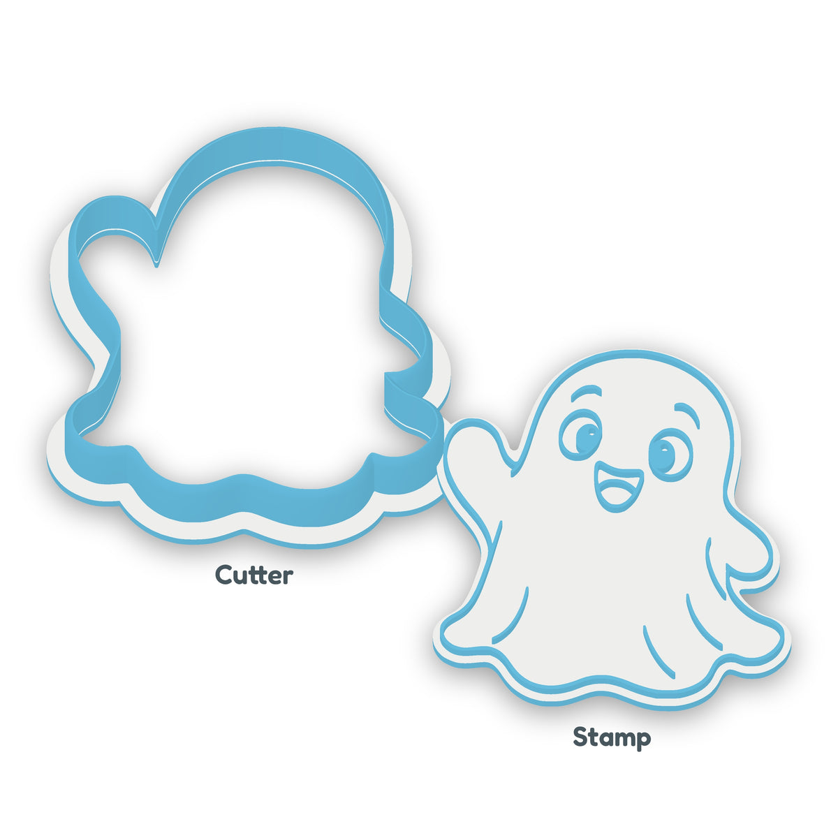 Waving Ghost separate cookie cutter and matching embosser