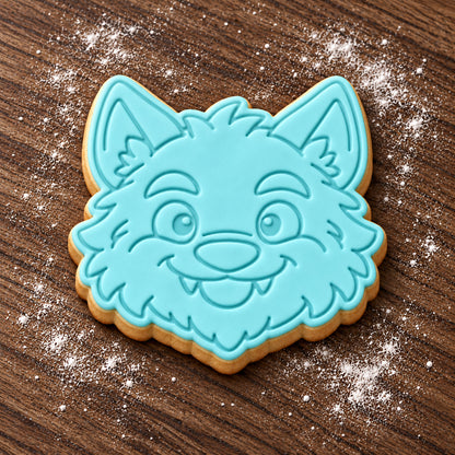 Werewolf Face decorated fondant cookie