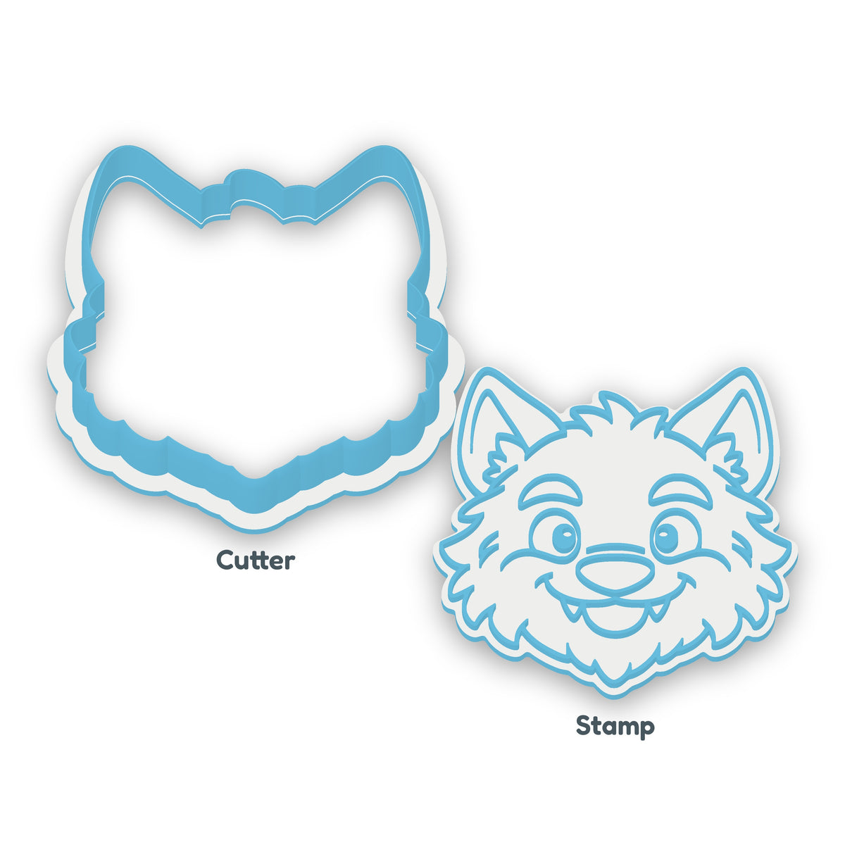 Werewolf Face separate cookie cutter and matching embosser