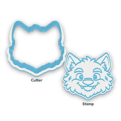 Werewolf Face separate cookie cutter and matching embosser