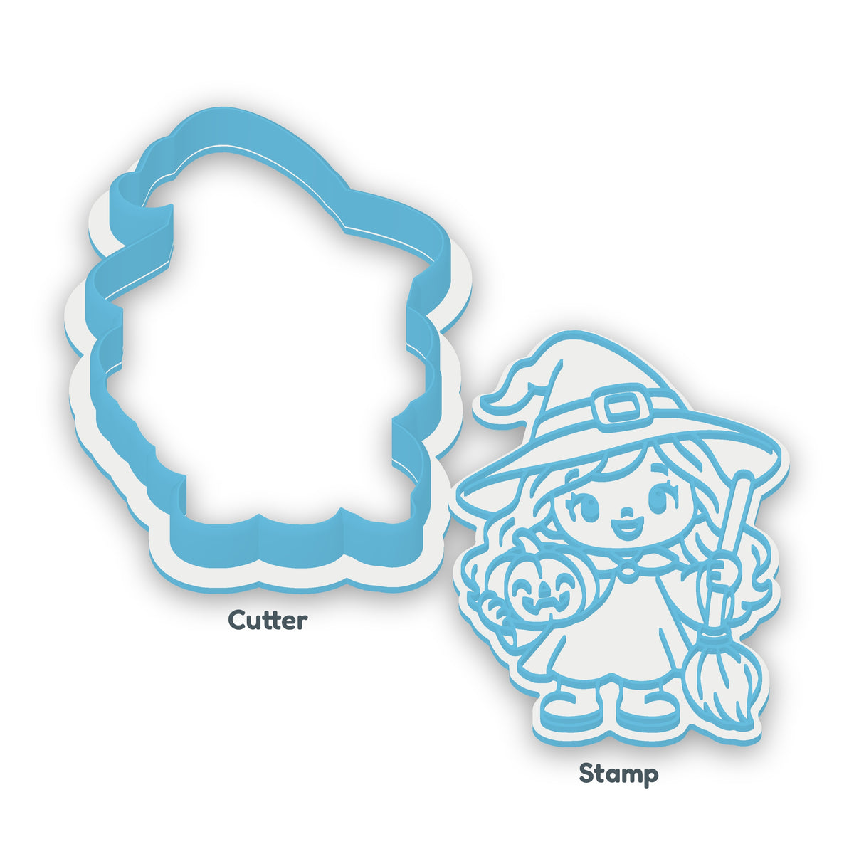 Witch separate cookie cutter and matching embosser