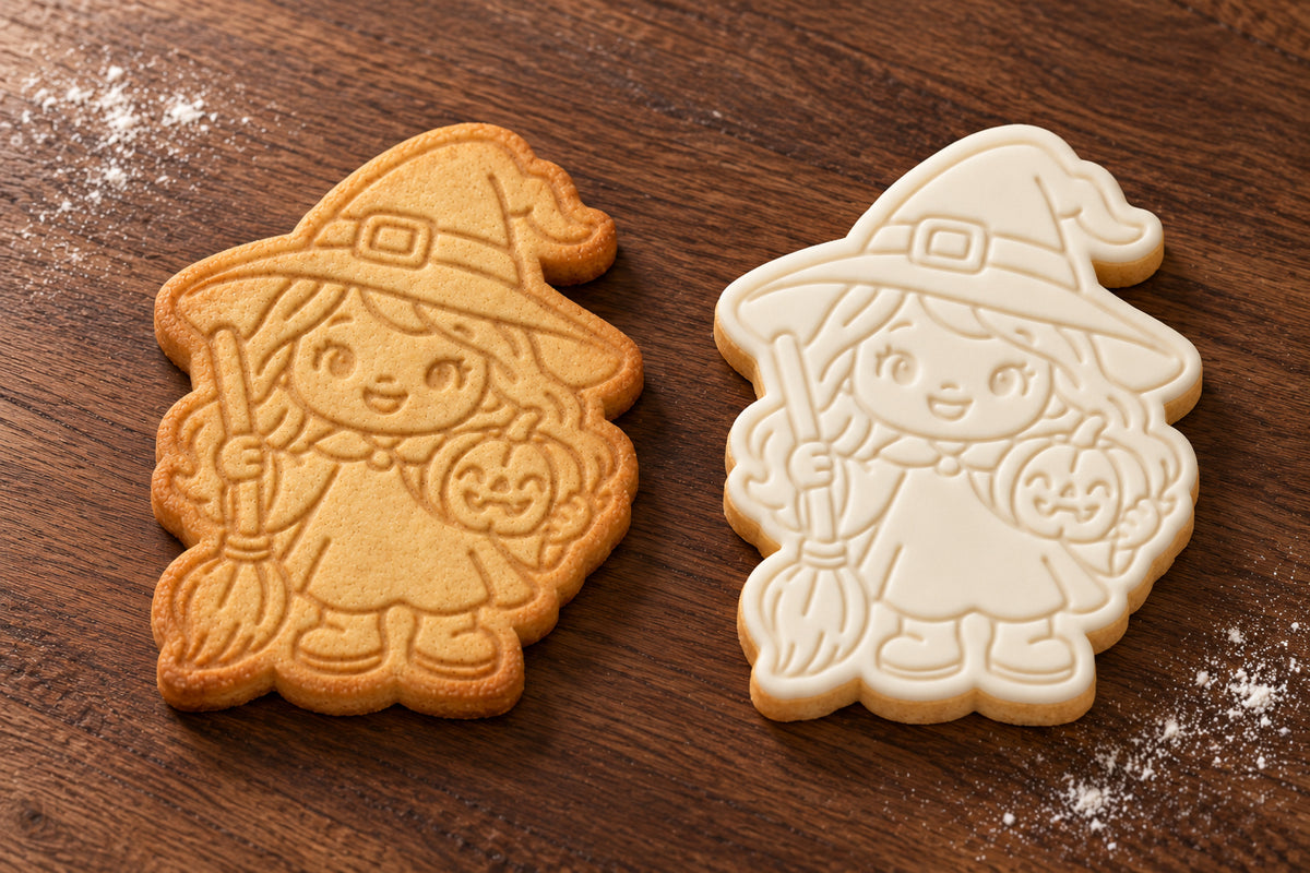 Witch plain and white fondant cookie examples