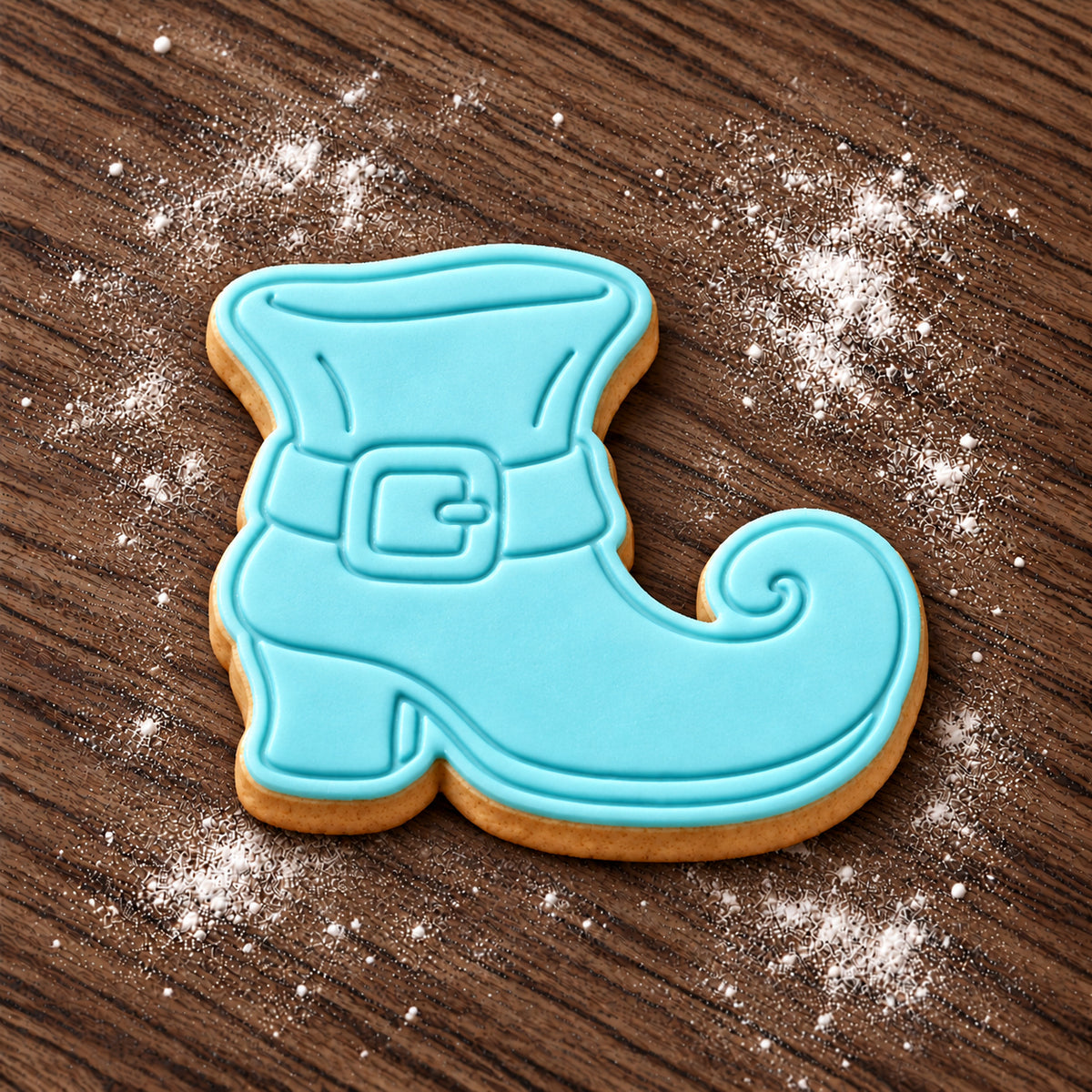 Witch Boot decorated fondant cookie