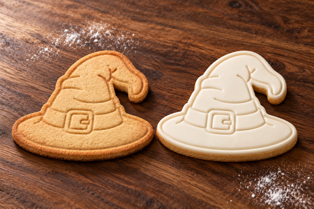 Witch Hat plain and white fondant cookie examples