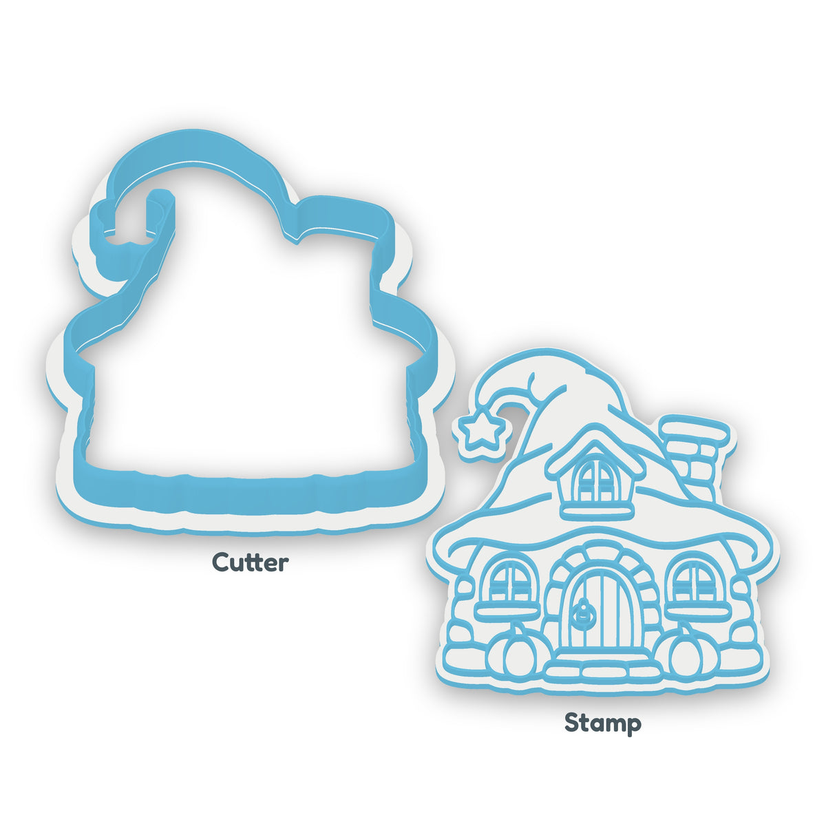 Witch's Cottage separate cookie cutter and matching embosser
