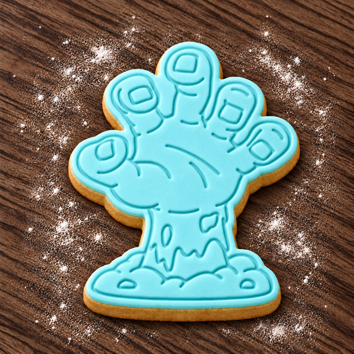 Zombie Hand decorated fondant cookie