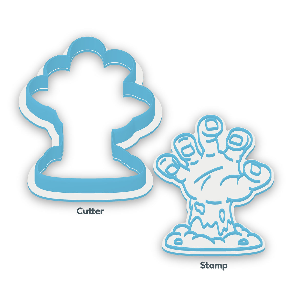 Zombie Hand separate cookie cutter and matching embosser