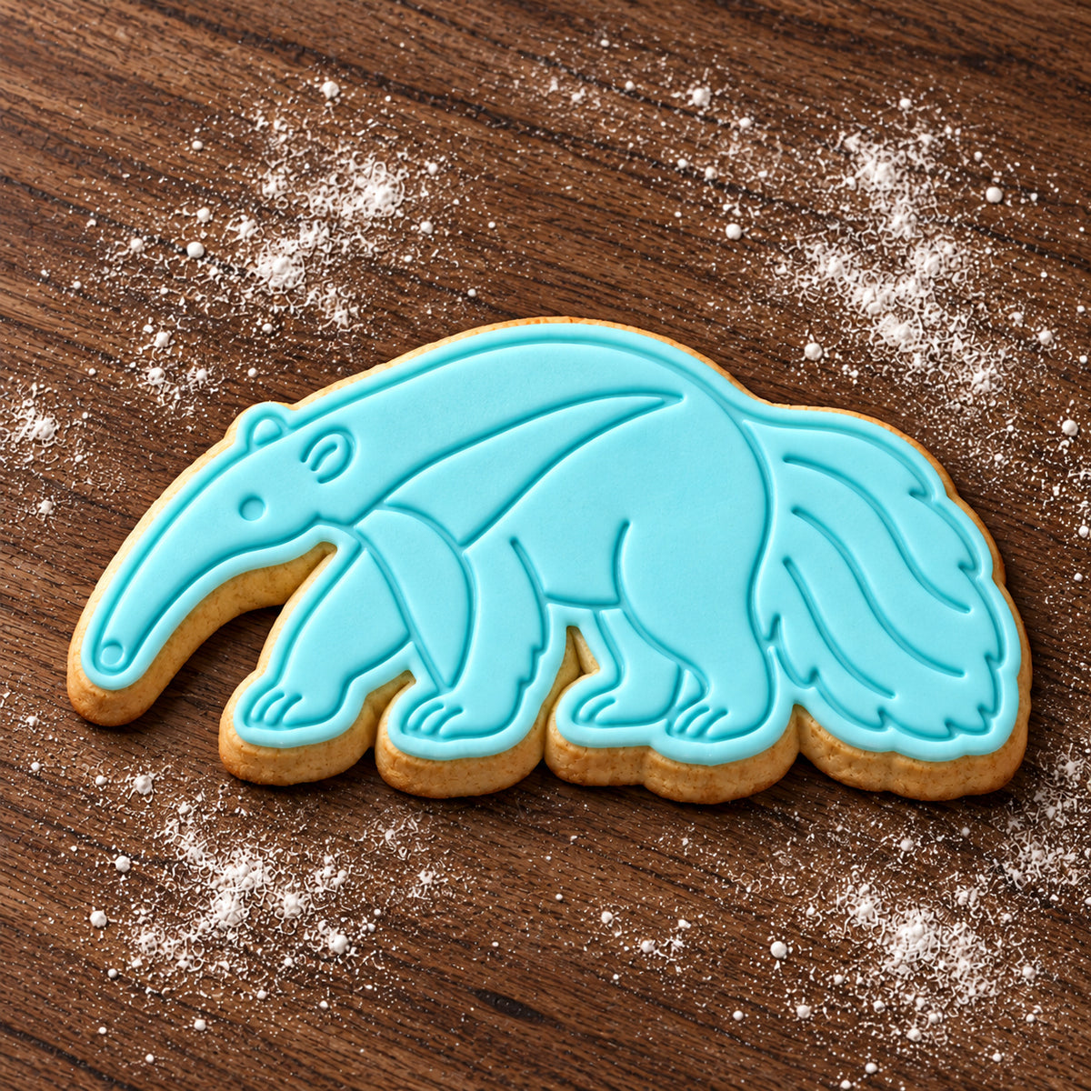 Anteater decorated fondant cookie