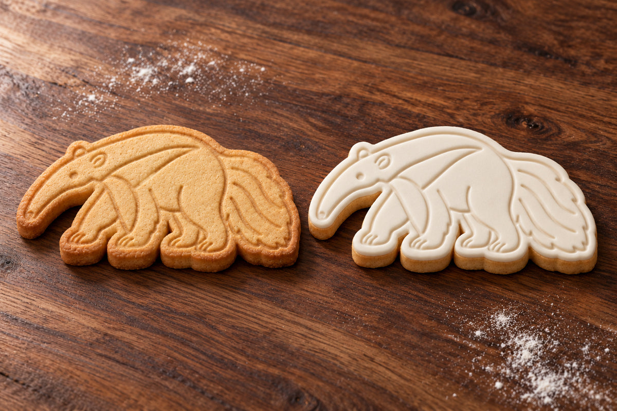 Anteater plain and white fondant cookie examples
