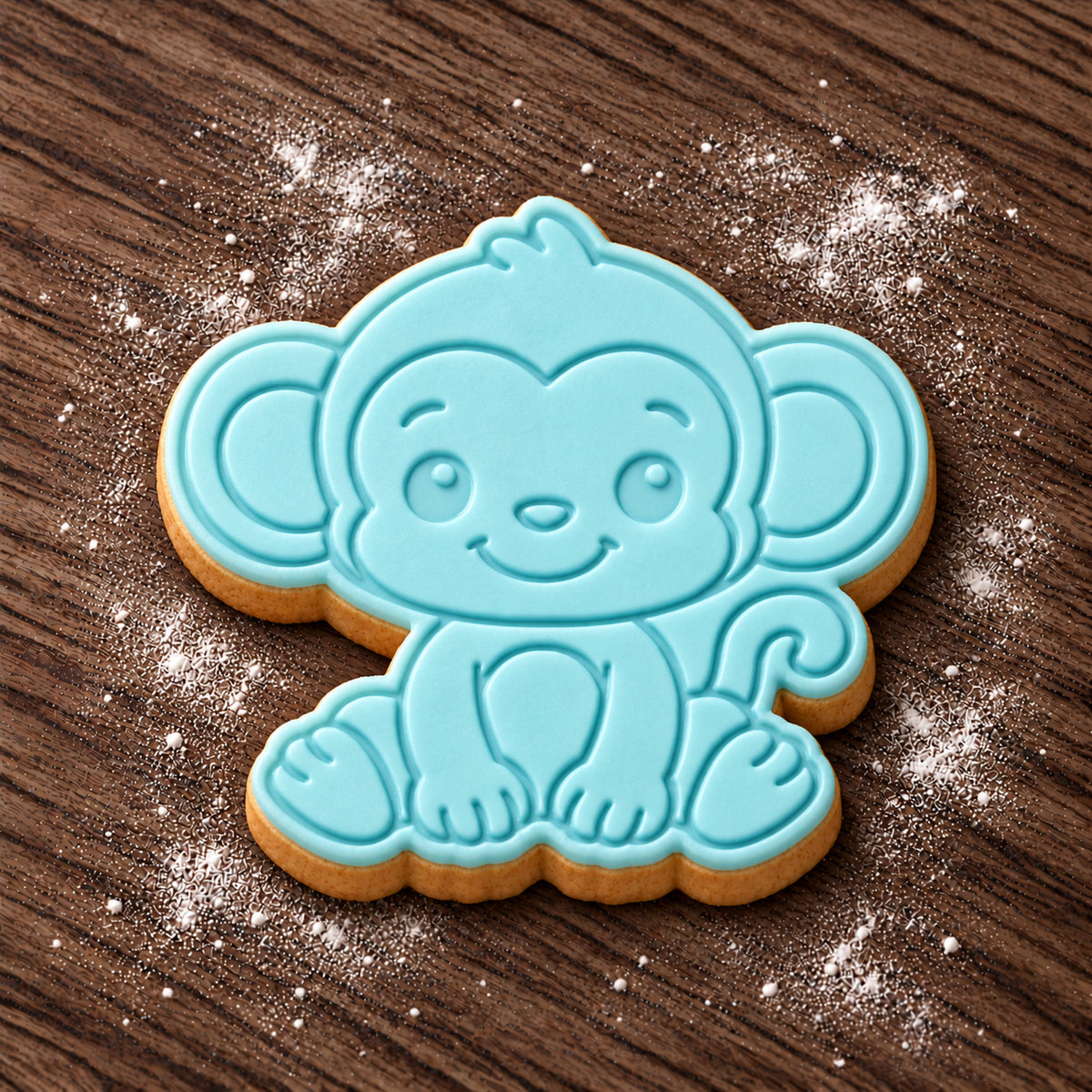 Baby Monkey decorated fondant cookie