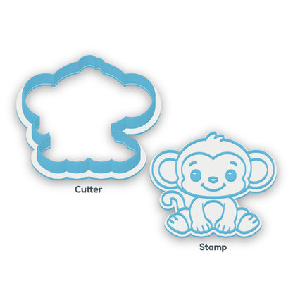 Baby Monkey separate cookie cutter and matching embosser