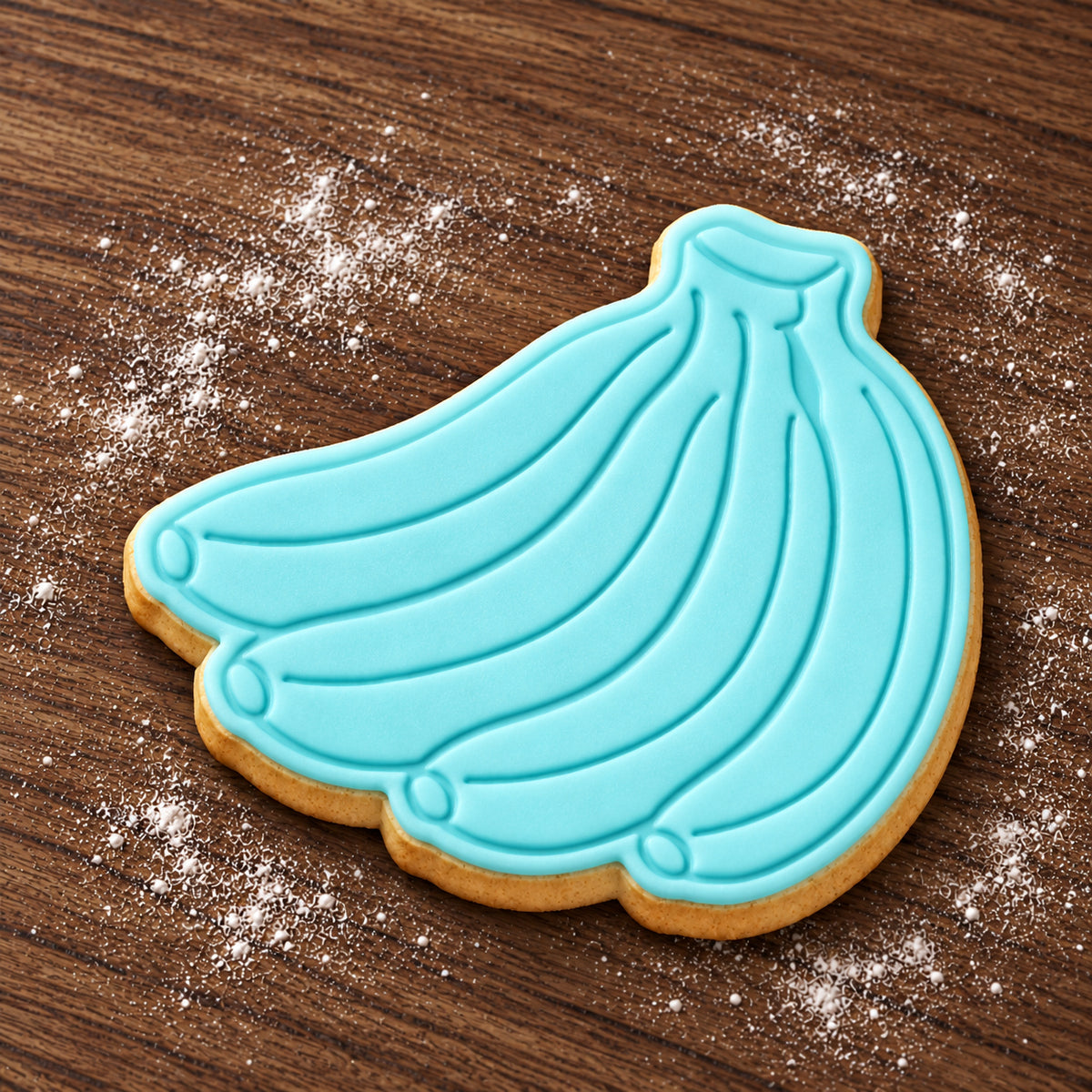 Banana Bunch decorated fondant cookie