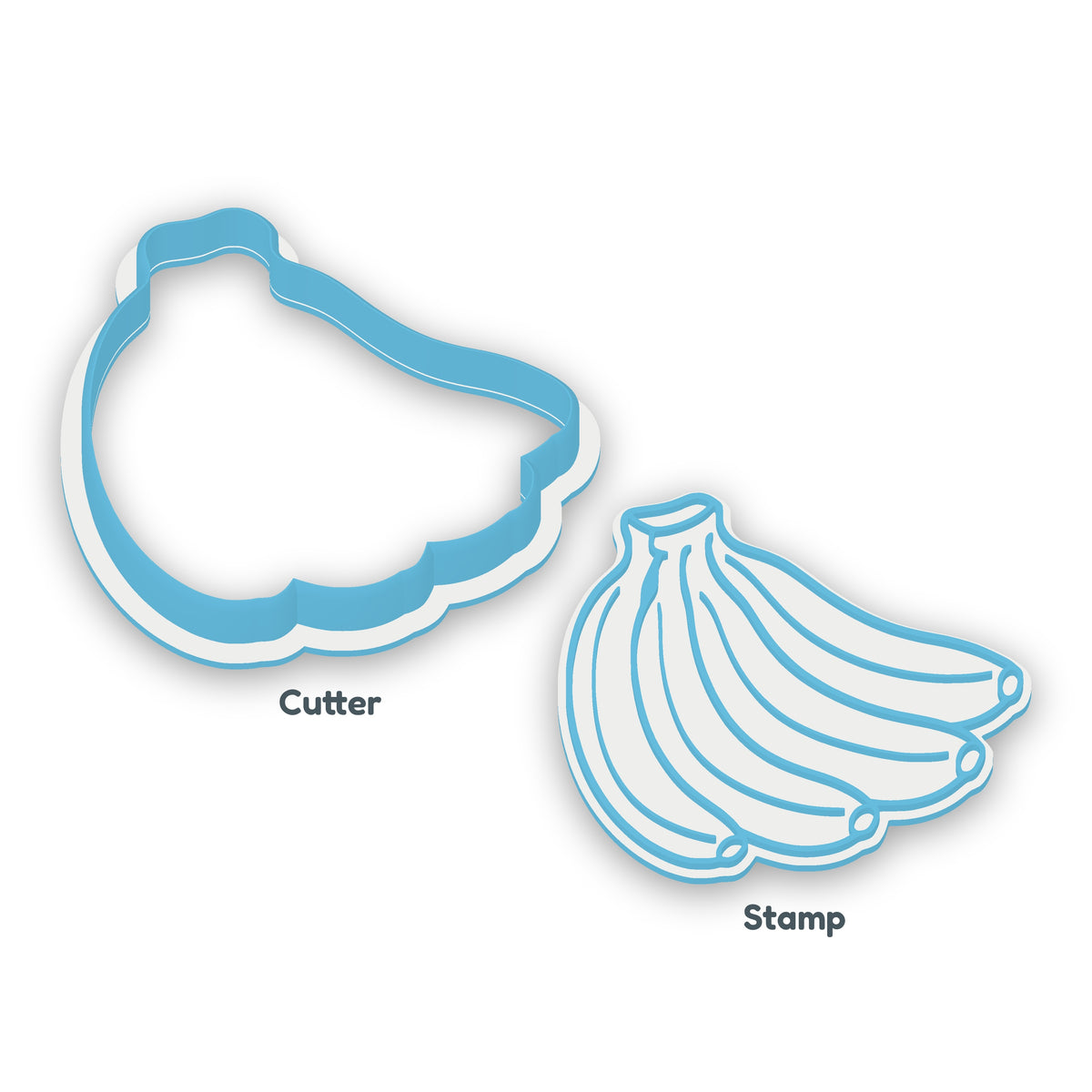 Banana Bunch separate cookie cutter and matching embosser