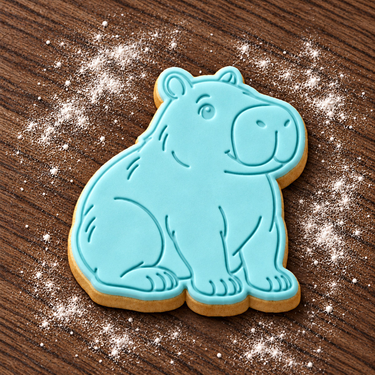 Capybara decorated fondant cookie