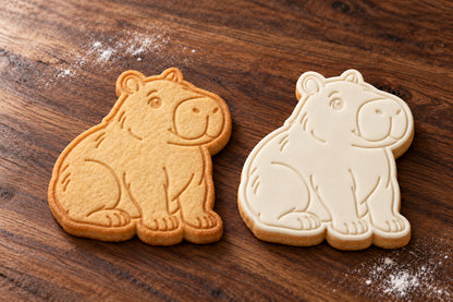 Capybara plain and white fondant cookie examples
