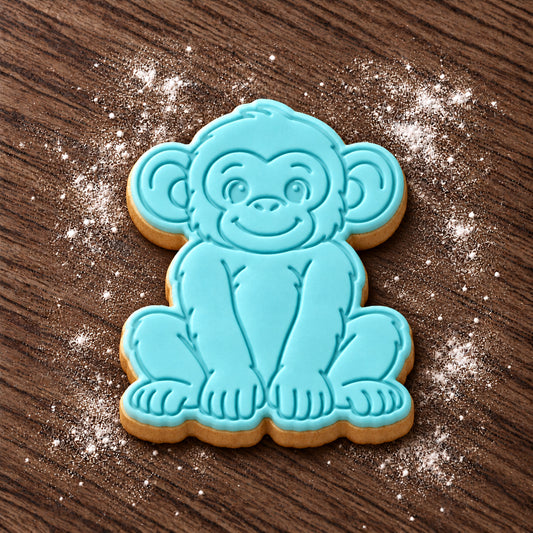 Chimpanzee decorated fondant cookie