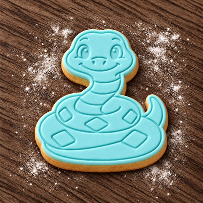 Coiled Snake decorated fondant cookie