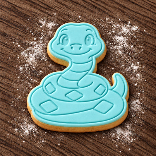 Coiled Snake decorated fondant cookie