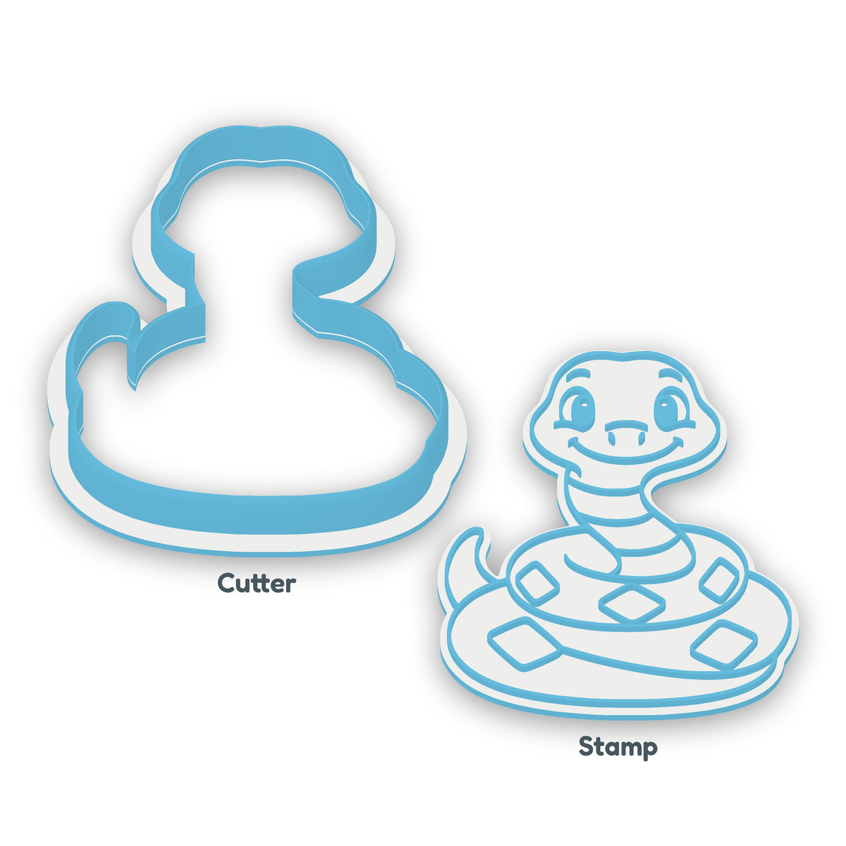 Coiled Snake separate cookie cutter and matching embosser