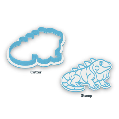 Iguana separate cookie cutter and matching embosser