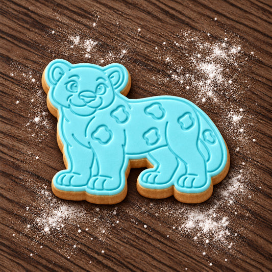 Jaguar decorated fondant cookie