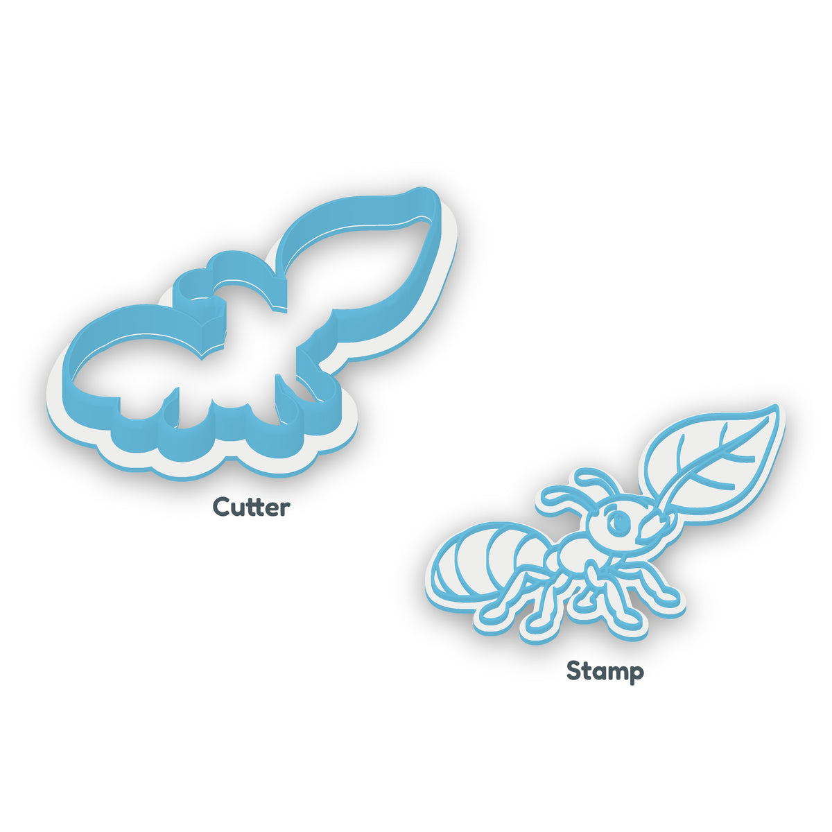 Leafcutter Ant separate cookie cutter and matching embosser