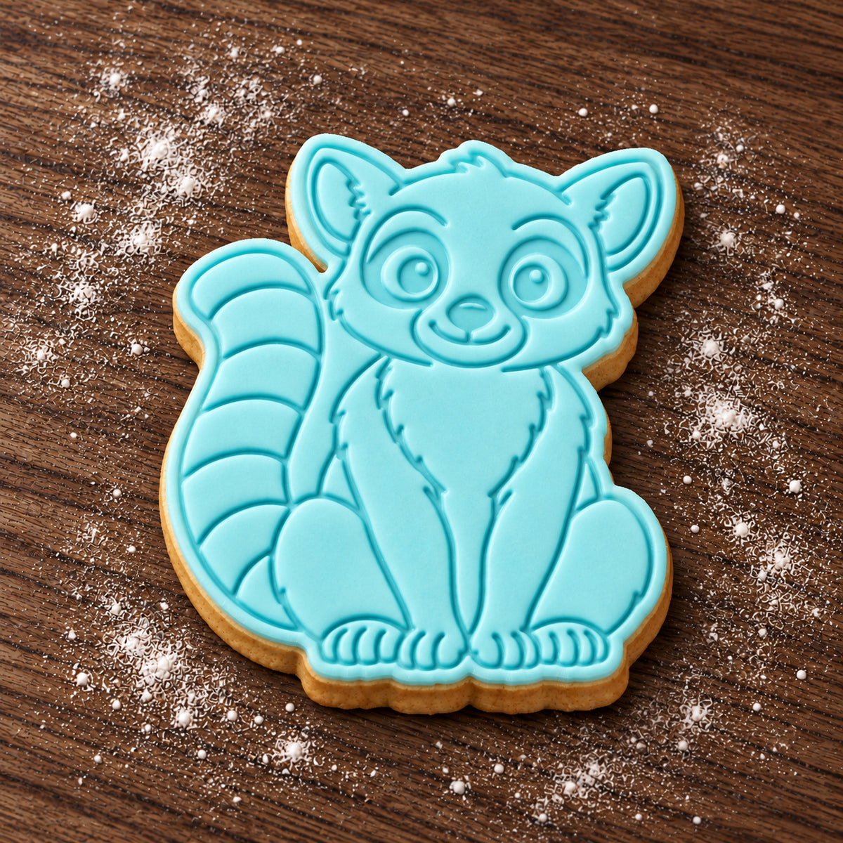 Lemur decorated fondant cookie