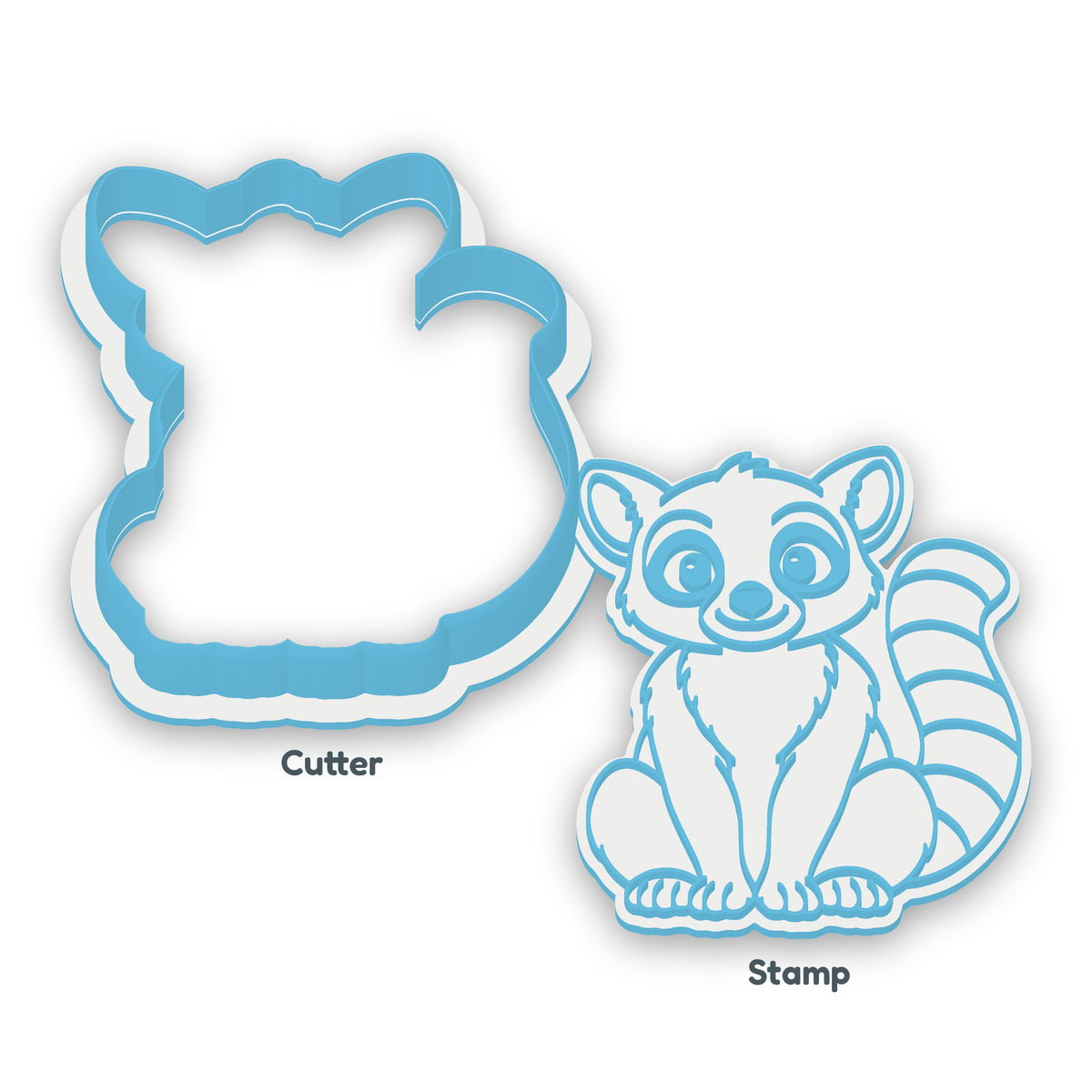 Lemur separate cookie cutter and matching embosser